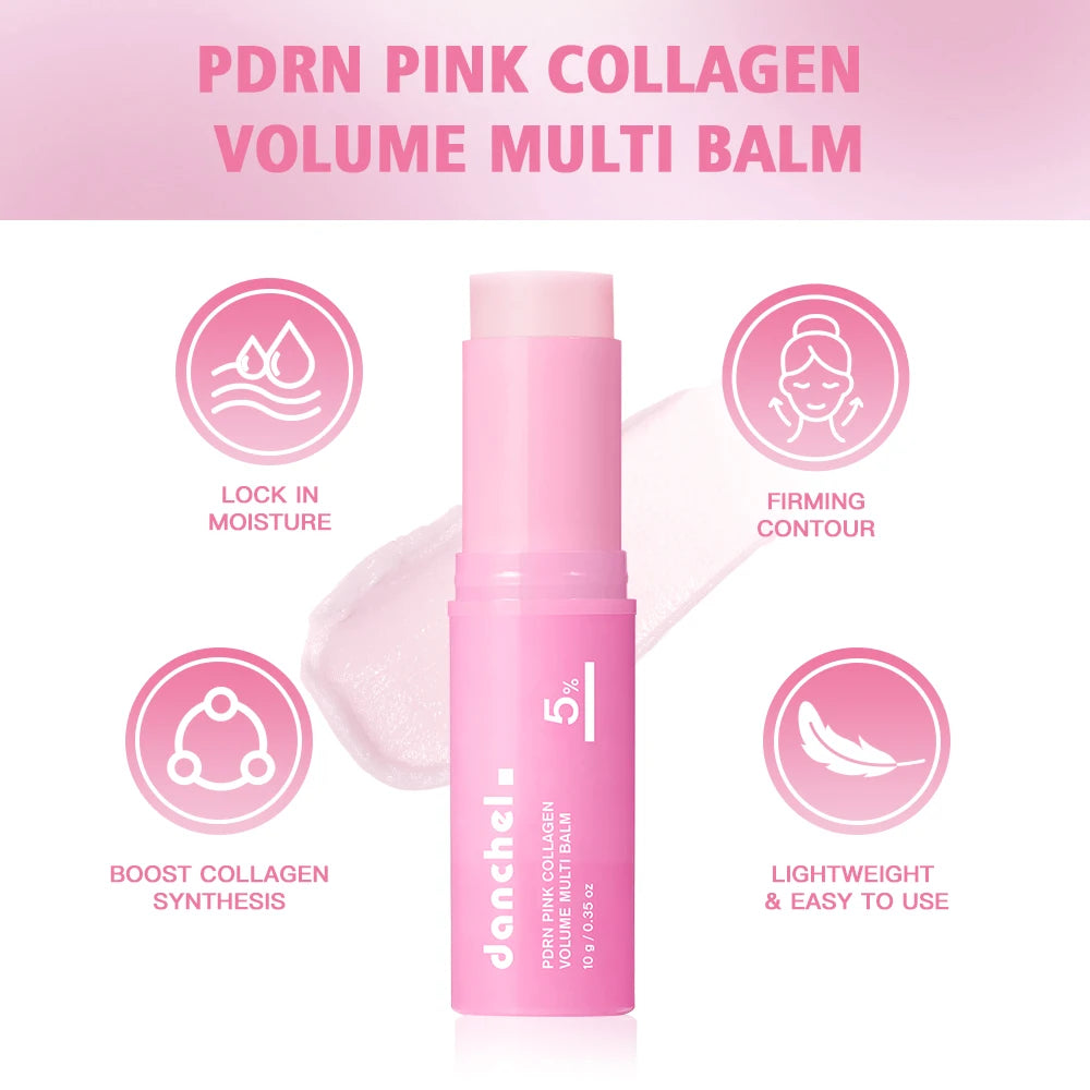 PDRN Pink Collagen Volume Multi Balm Deep Hydration Moisturization Brighten Skin Plump Smooth Radiant Portable Collagen Stick